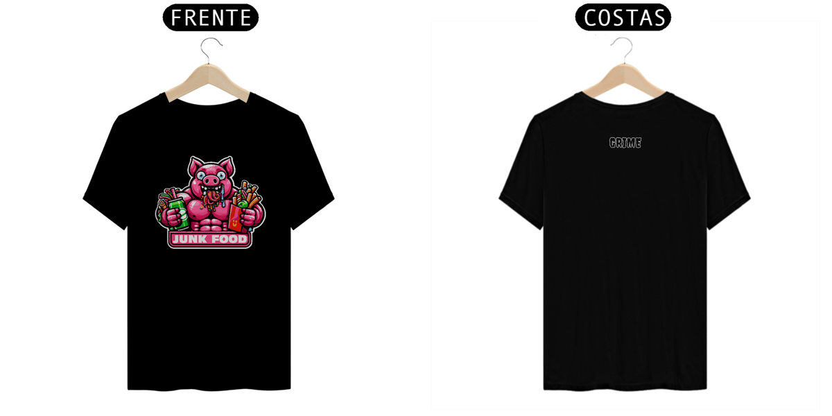 Nome do produto: T-Shirt Clássica - CrAzY PiG JuNk FoOd