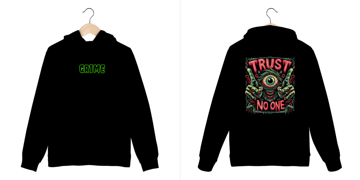 Nome do produto: Moleton Canguru - Trust No One - Olho  - Impressão em DTF