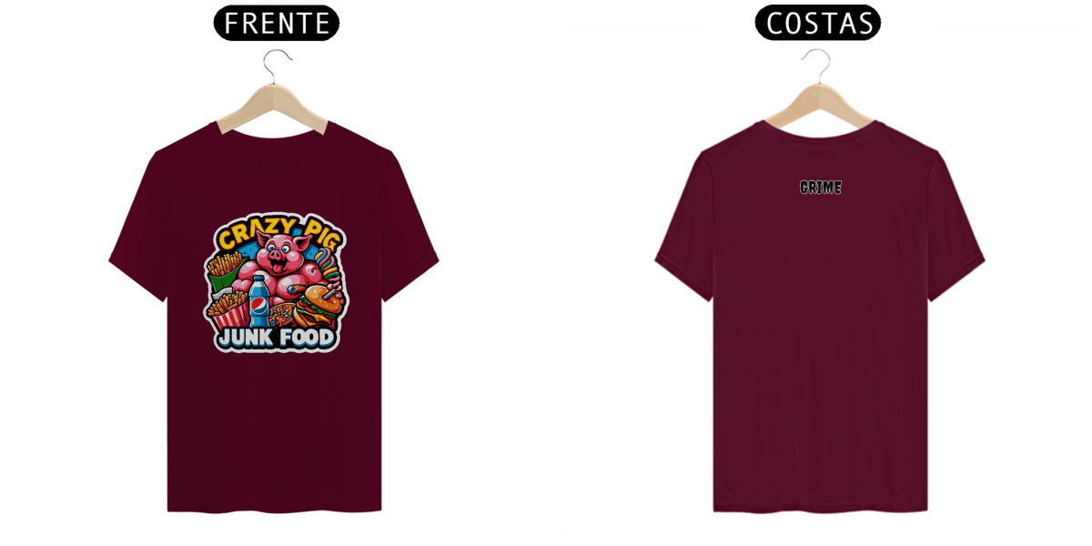 Nome do produto: T-Shirt Clássica - CrAzY PiG JuNk FoOd
