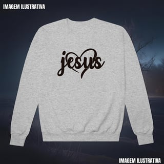 Nome do produtoMoletom Fechado Amor Divino: JESUS (Coração) | DTF HD Unissex