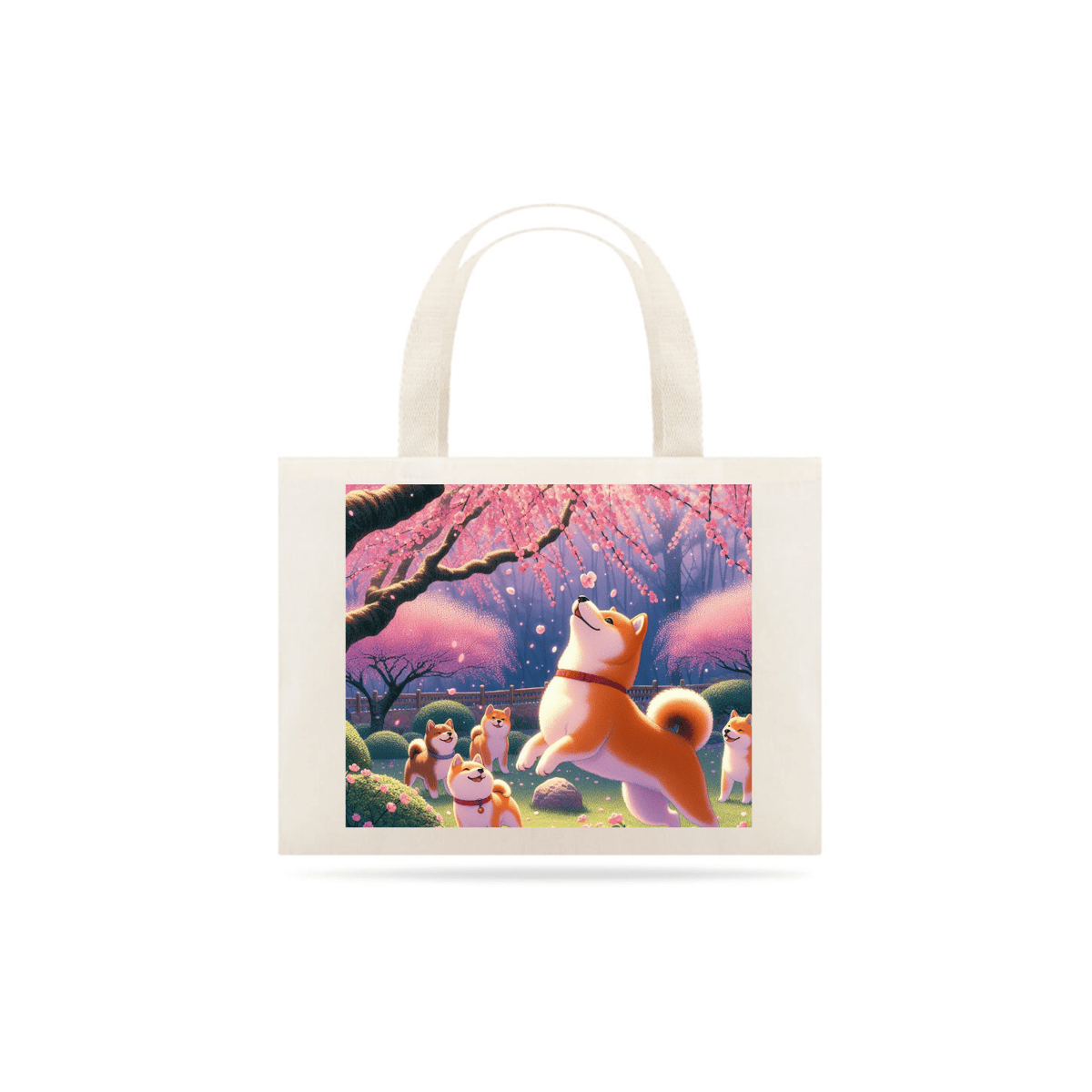 Nome do produto: Eco Bag Shiba Inu O Jardim das Ameixeiras em Flor  2