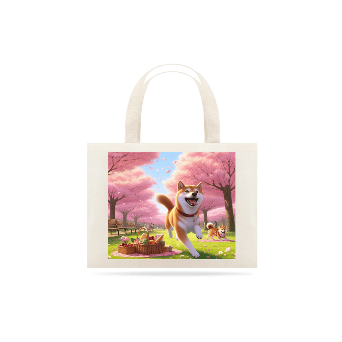 Nome do produto: Eco Bag Shiba Inu Flores de Cerejeira em Tóquio