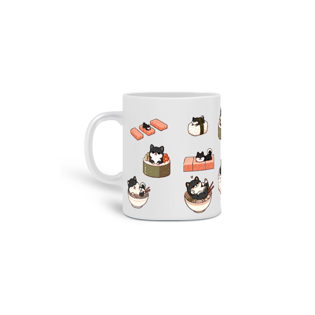 Nome do produto: Caneca Black Shiba Inu Comida Japonesa