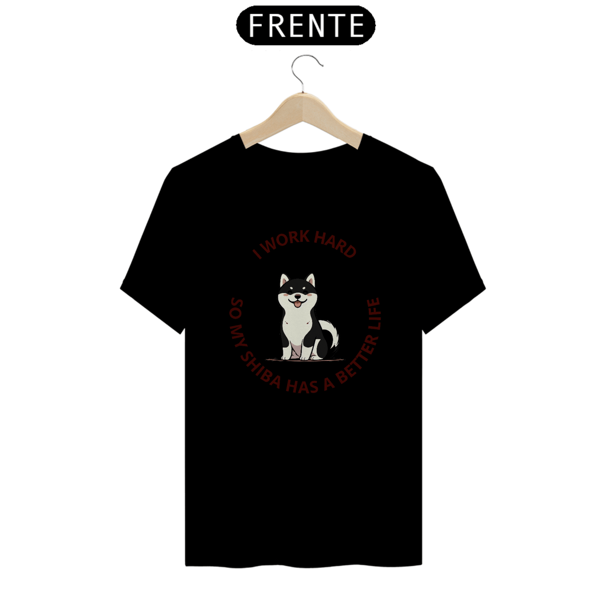 Nome do produto: T-Shirt Black Shiba Inu Work Hard