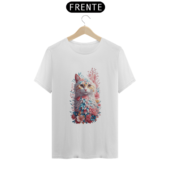 Gato Com Flores Efeito Aquarela Design Vintage