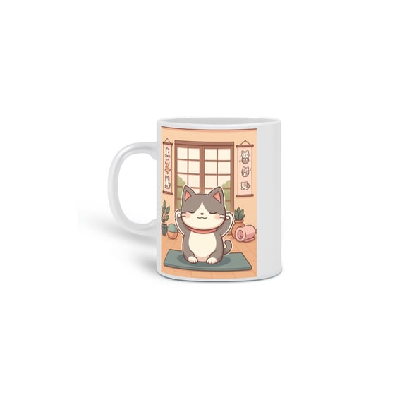 Caneca Yoga Cat - the Gray
