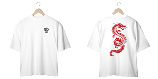 Camiseta Oversized: Dragão Japonês Vermelho