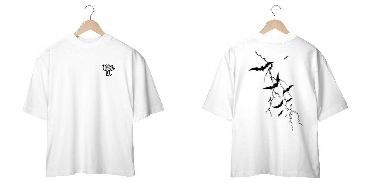 Nome do produto: Camiseta Oversized: Morcegos Com Raio