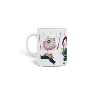 Caneca: Inosuke, Tanjiro, Nezuko, Zenitsu