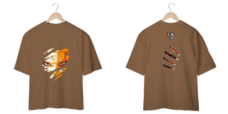 Nome do produto Camiseta Oversized: Naruto e Kurama - Rasgando a Camisa