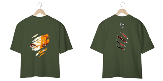 Nome do produto Camiseta Oversized: Naruto e Kurama - Rasgando a Camisa