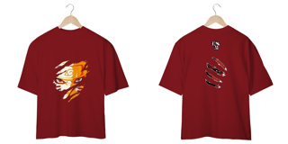 Nome do produto Camiseta Oversized: Naruto e Kurama - Rasgando a Camisa