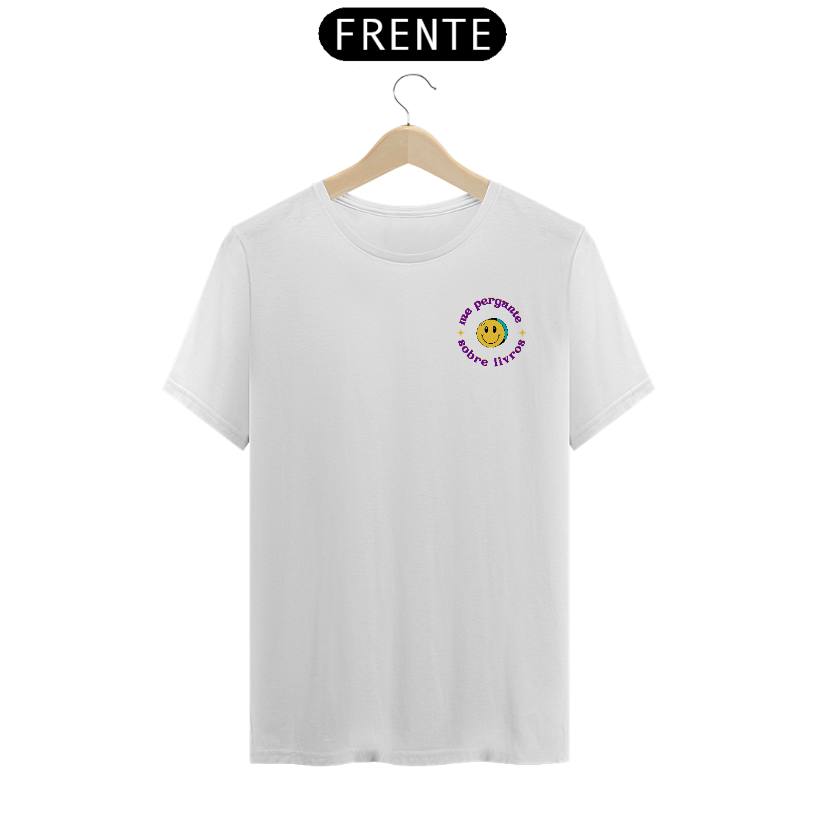 Camiseta Unissex - Me pergunte sobre livros (roxa)