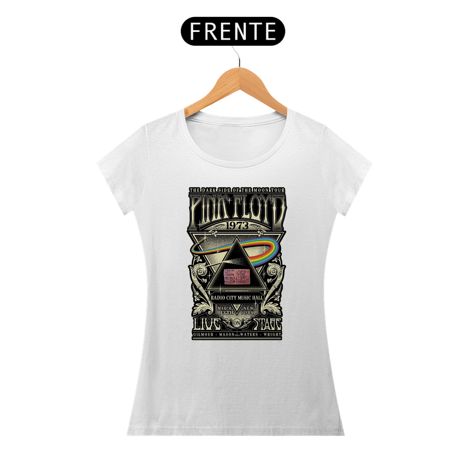 Baby Lokk feminina Pink Floyd - Dark Side Of The Moon Show de 1973 - ANTES DE COMPRAR VEJA TABELA DE MEDIDAS ABAIXO DO BOTÃO COMPRAR, POIS TROCA POR ERRO DE TAMANHO É DE RESPONSABILIDADE SUA E GERA CUSTO PRA VOCÊ