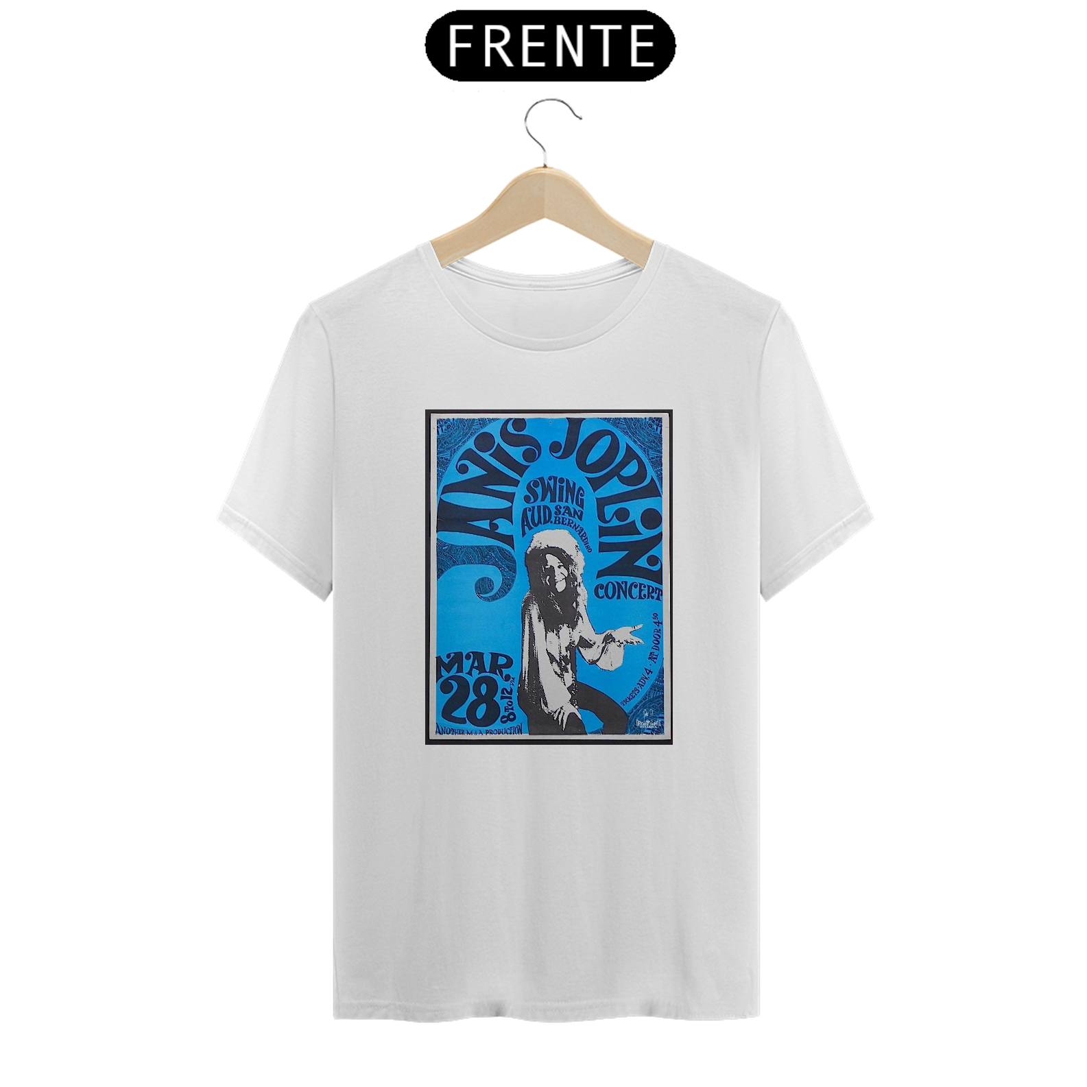 Camiseta raridade Janis Joplin Show de 1969 - ANTES DE COMPRAR VEJA TABELA DE MEDIDAS ABAIXO DO BOTÃO COMPRAR, POIS TROCA POR ERRO DE TAMANHO É DE RESPONSABILIDADE SUA E GERA CUSTO PRA VOCÊ