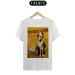 Nome do produto Camiseta System Of Down show de 2004 com ingresso original- NOSSAS CAMISETAS SÃO MAIS AJUSTADAS AO CORPO - ANTES DE FINALIZAR, VEJA TABELA DE MEDIDAS ABAIXO DO BOTÃO COMPRAR OU COMPRE UM TAMANHO MAIOR.