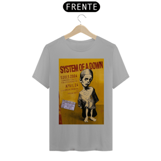 Nome do produto Camiseta System Of Down show de 2004 com ingresso original- NOSSAS CAMISETAS SÃO MAIS AJUSTADAS AO CORPO - ANTES DE FINALIZAR, VEJA TABELA DE MEDIDAS ABAIXO DO BOTÃO COMPRAR OU COMPRE UM TAMANHO MAIOR.