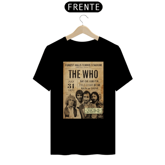 Camiseta The Who 1971 Nova Yorque com o ingresso original - ANTES DE COMPRAR VEJA TABELA DE MEDIDAS ABAIXO DO BOTÃO COMPRAR, POIS TROCA POR ERRO DE TAMANHO É DE RESPONSABILIDADE SUA E GERA CUSTO PRA VOCÊ