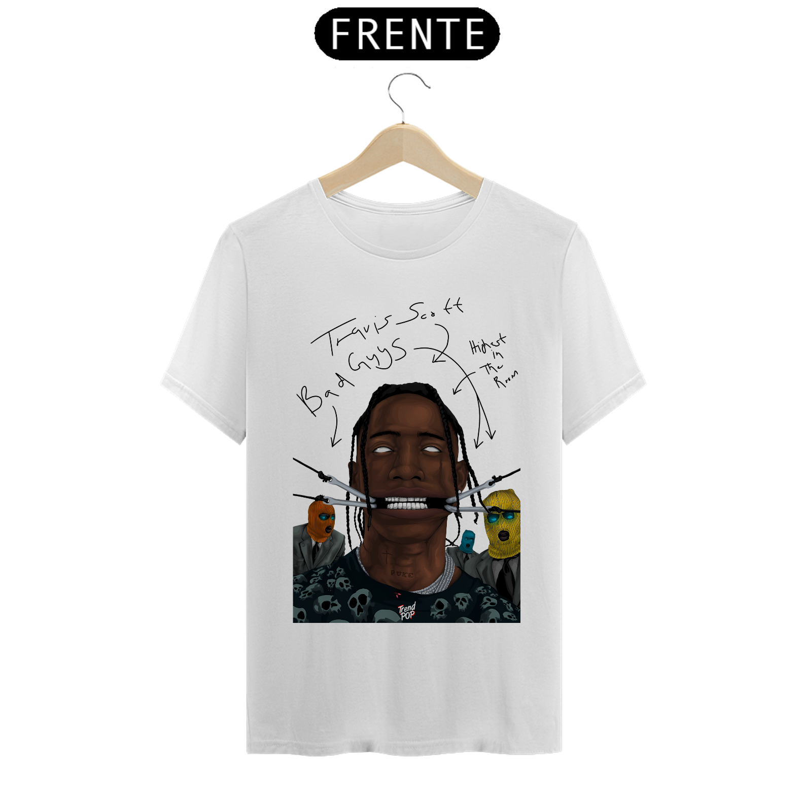 Camiseta Travis Scott and The Bad Guys Escrita Preta