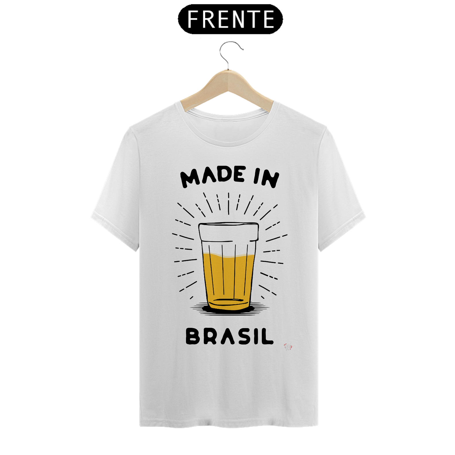 Camiseta Made in Brasil Escrita Preta - Copo Americano de Cerveja