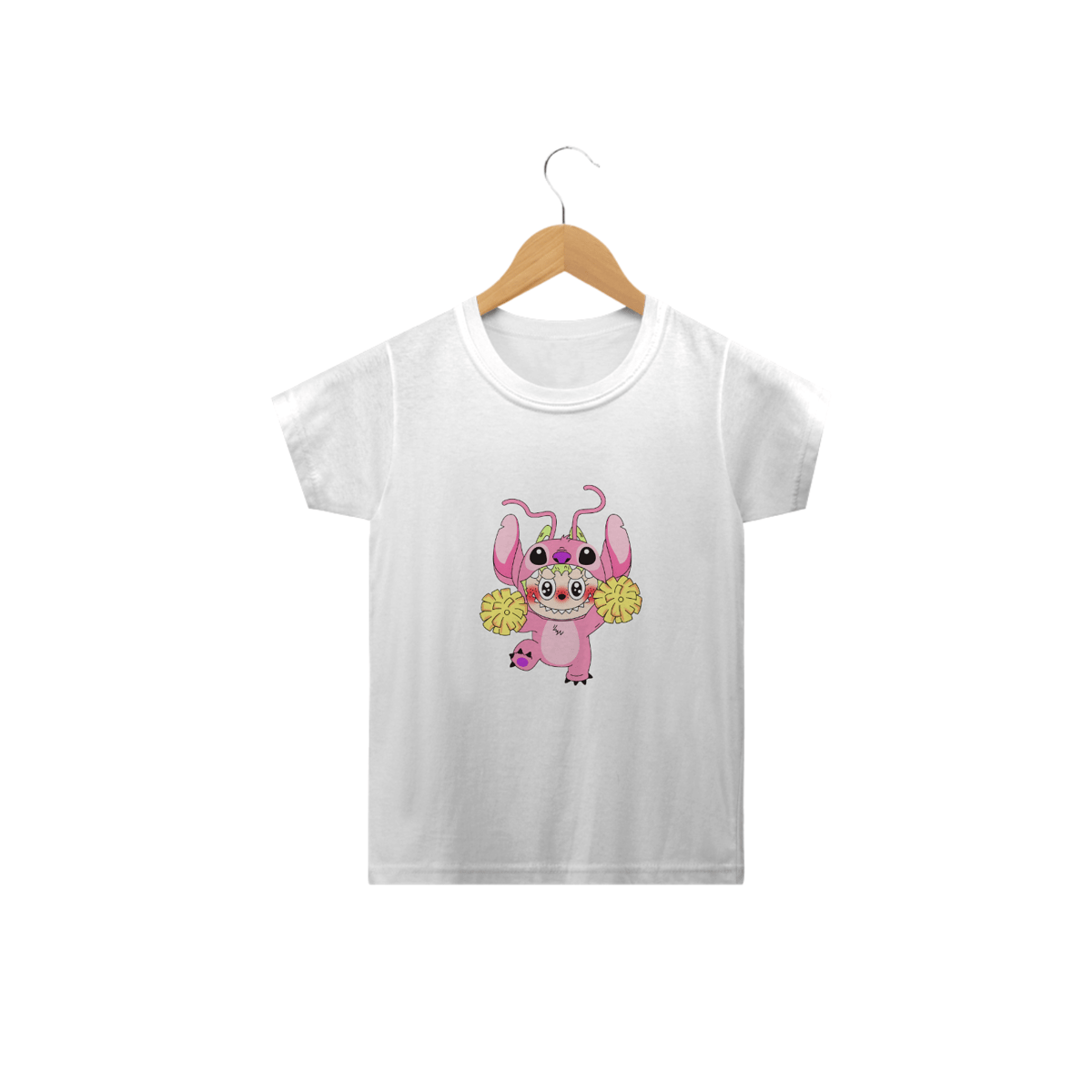 Nome do produto: Camiseta Labubu Lafufu Angel Stitch Infantil
