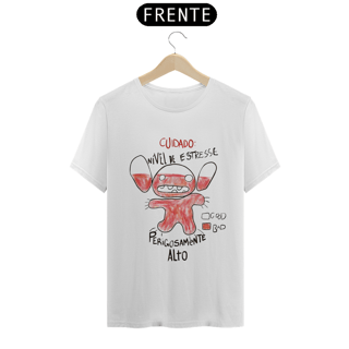Nome do produto Camiseta 'Cuidado Nível de Estresse Perigosamente Alto' Stitch