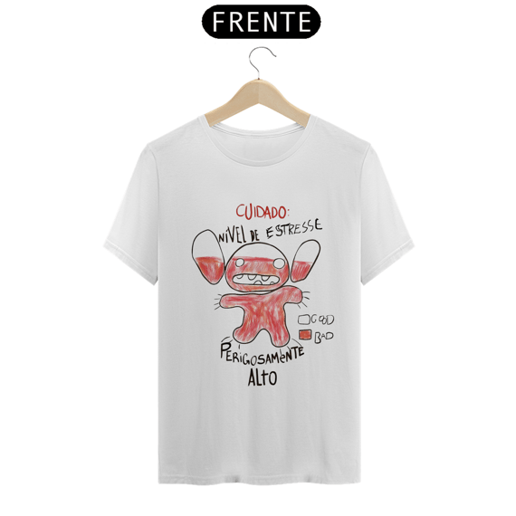 Camiseta 'Cuidado Nível de Estresse Perigosamente Alto' Stitch