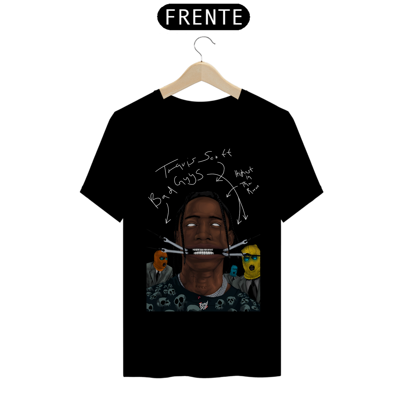 Camiseta Travis Scott and The Bad Guys Escrita Branca