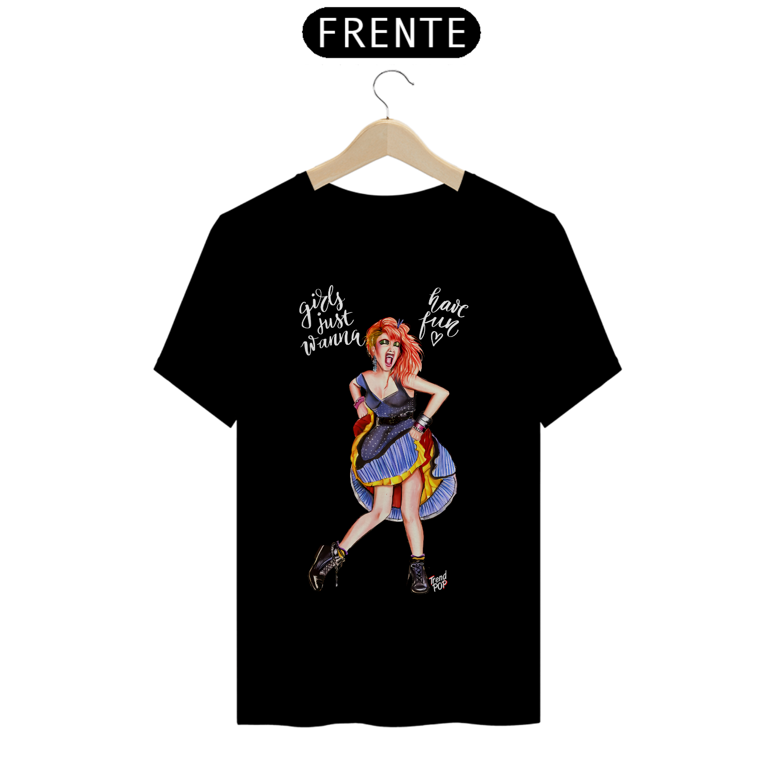 Camiseta Cindy Lauper Girls Just Wanna Have Fun PRETA