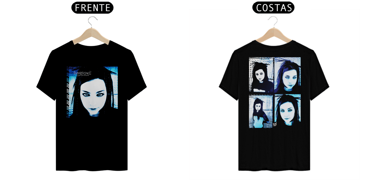 Nome do produto: Camiseta Evanescence Amy Lee Frente e Costas