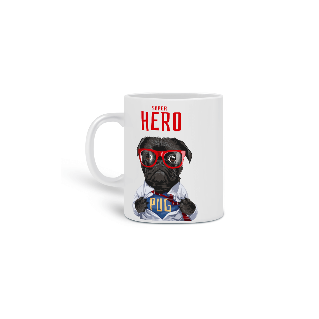 Nome do produto: Caneca Pug Super Hero
