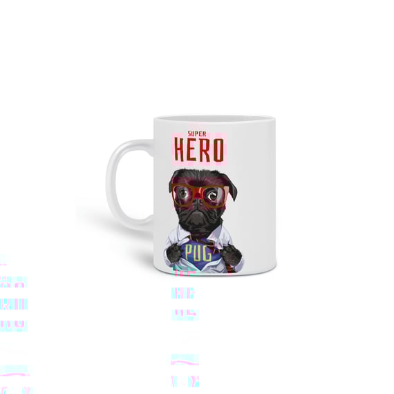 Caneca Pug Super Hero