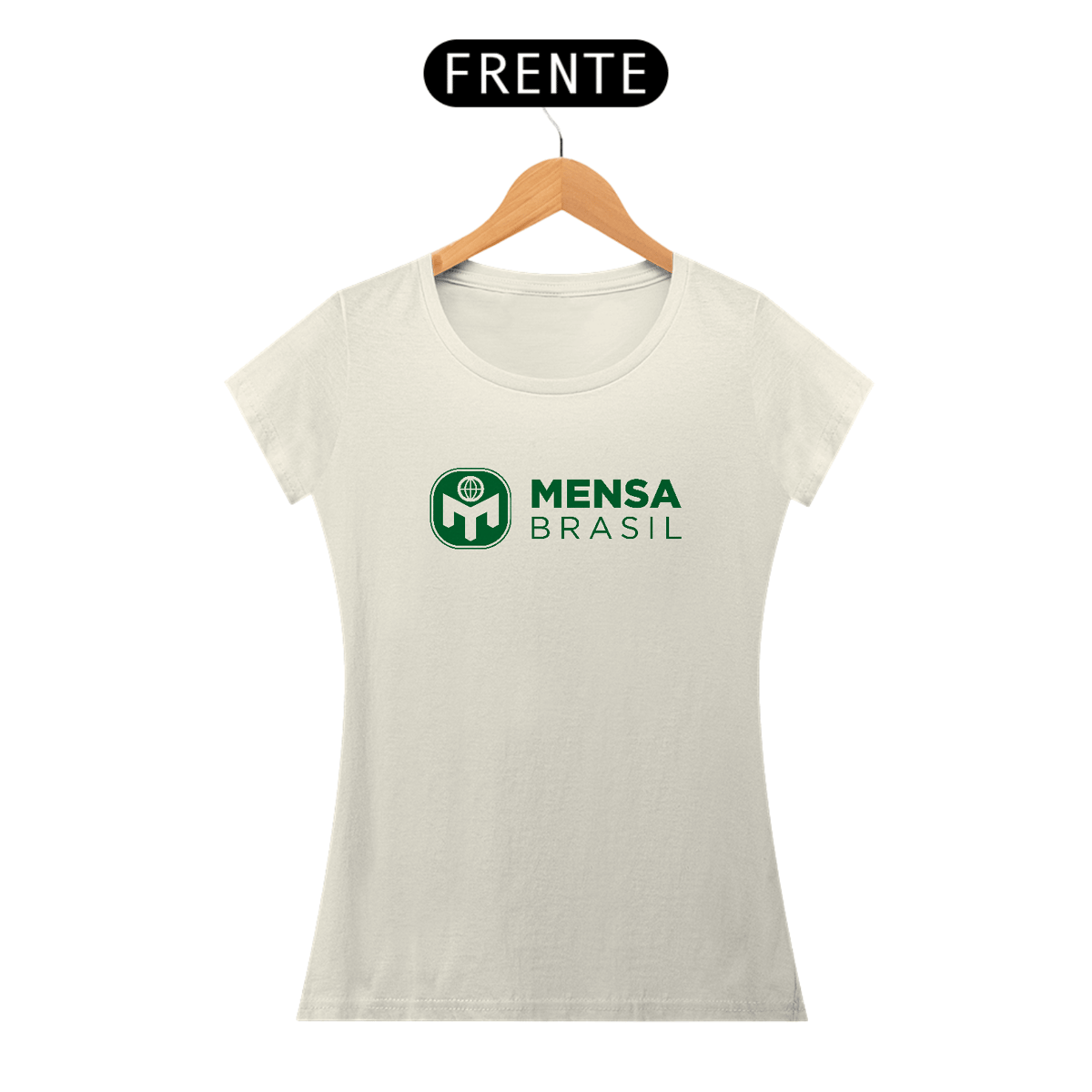 Nome do produto: Camiseta Baby Look Pima Logo Mensa Brasil (branca ou off-white)