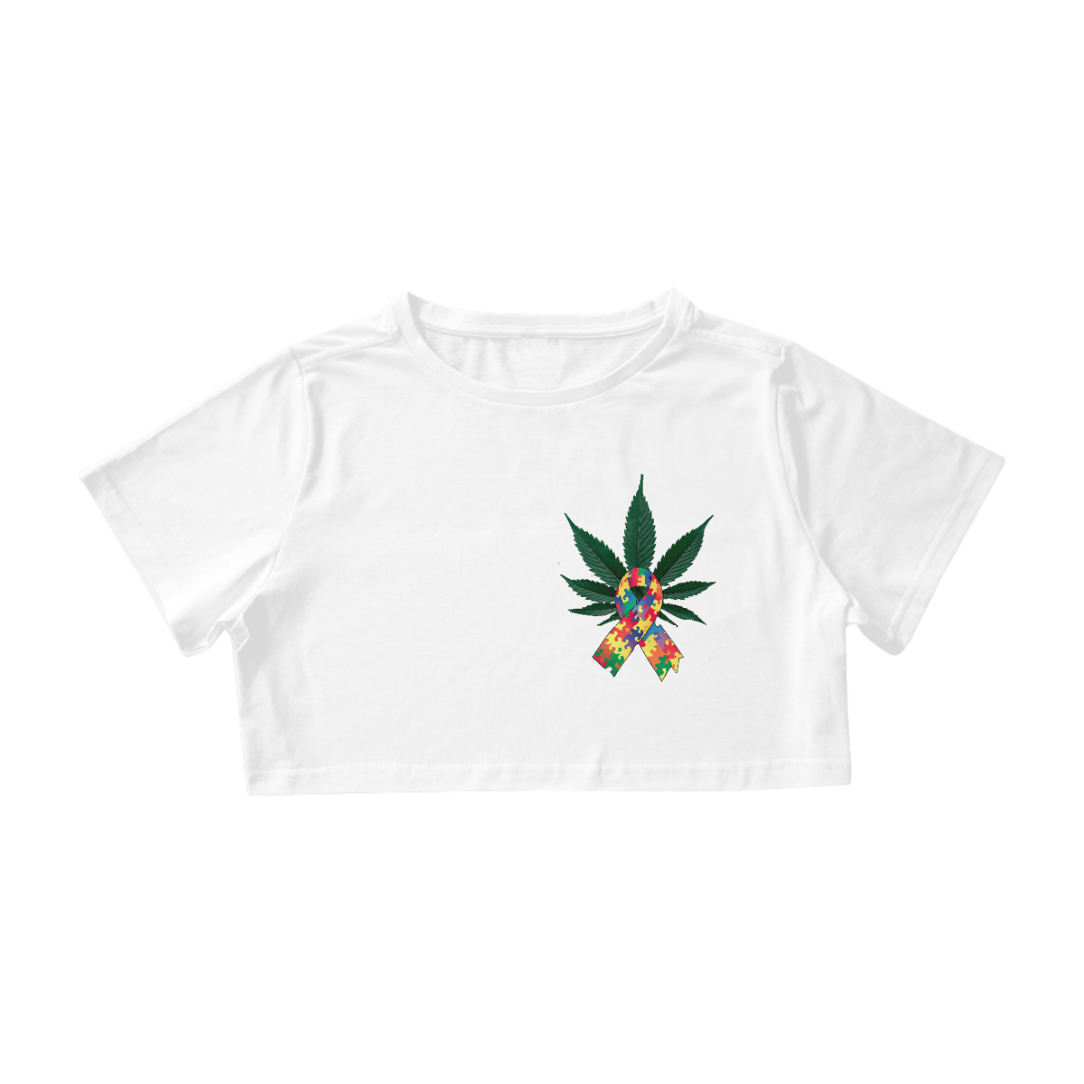 Nome do produto: Camiseta Croped feminina Autismo & Cannabis