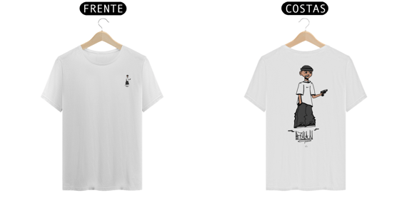 camiseta classica com desenho atras e frente