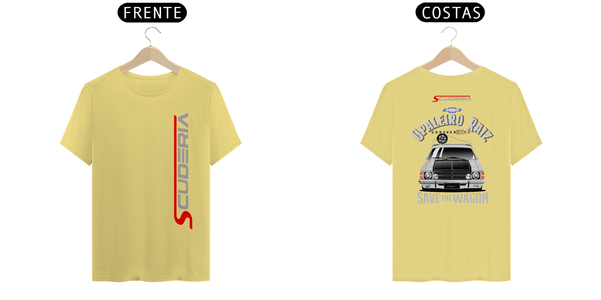 T-Shirt Estonada Coleção Anos 70 Caravan SS 78 Branca Scuderia