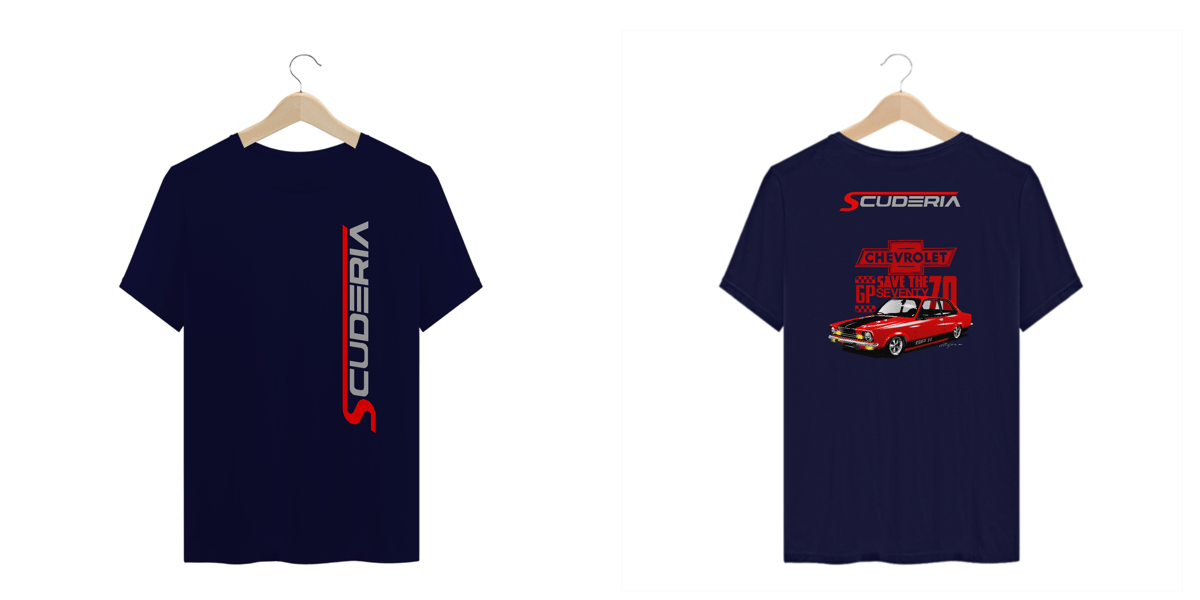 Nome do produto: T-Shirt Plus Size Coleção Anos 70 Chevette GPII Vermelho Scuderia
