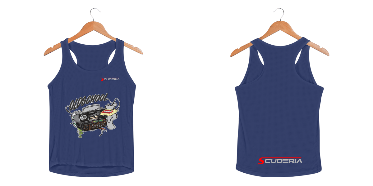 Nome do produto: Regata Feminina UV Sport Dry Conjunto Old School (Toca Fitas TKR + Tojo) Scuderia