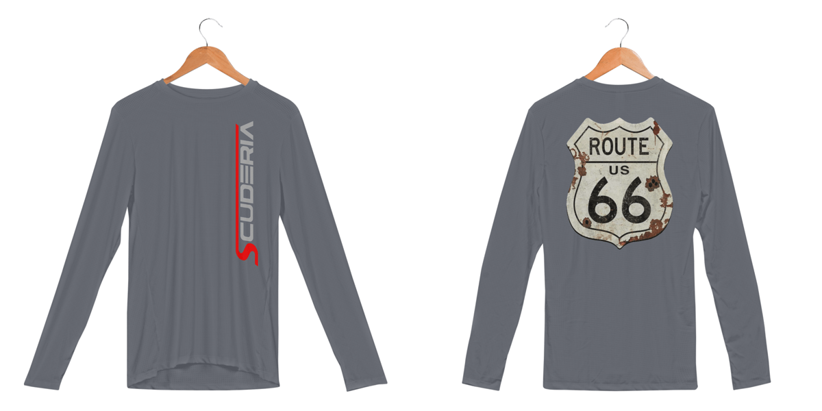 Nome do produto: Manga Longa UV Placa Vintage Route 66 Scuderia