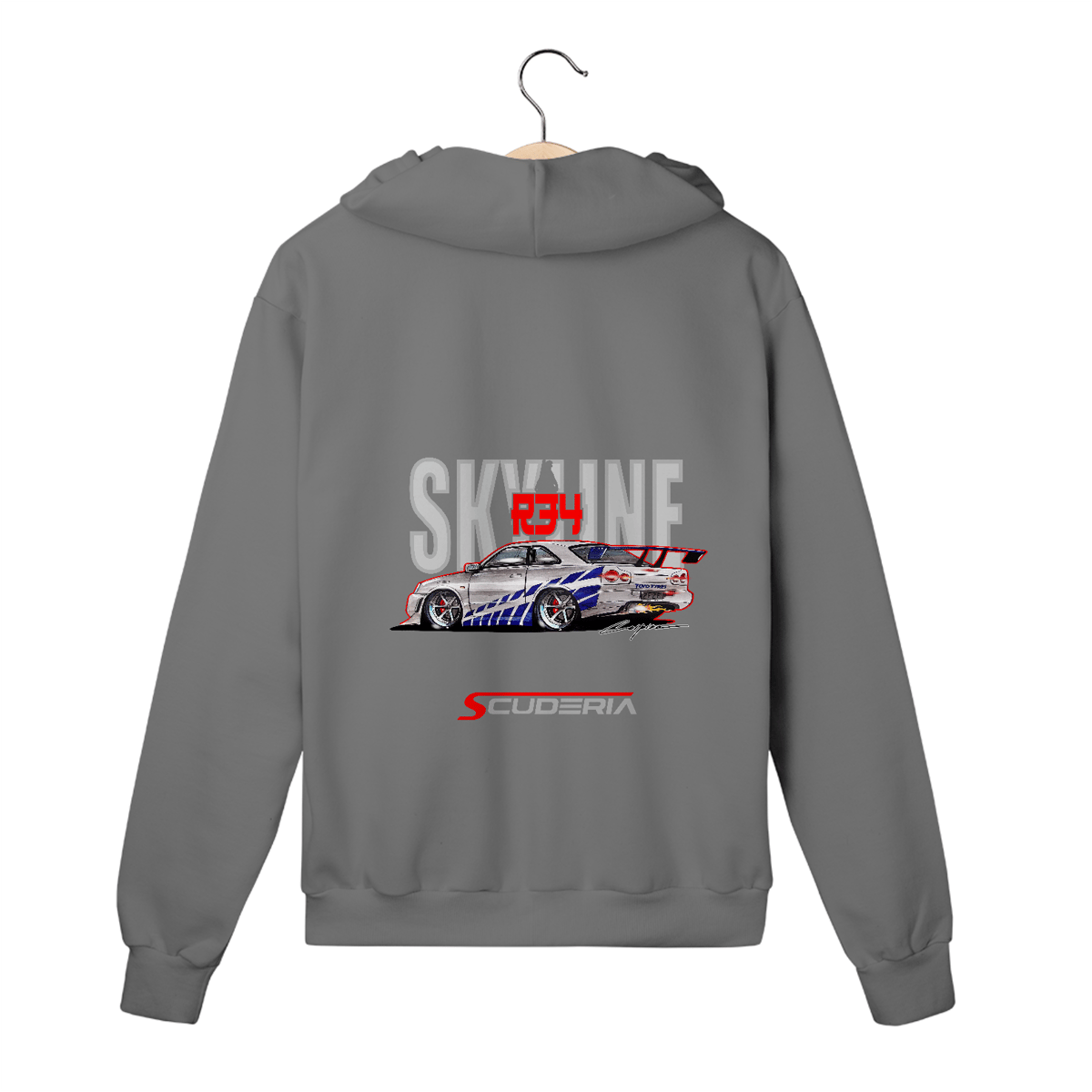 Nome do produto: Moleton com Zíper Nissan Skyline GTR R34 Cartoon Scuderia