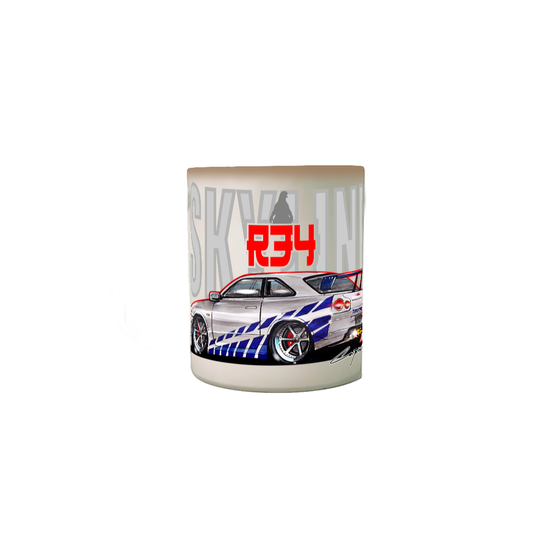 Nome do produto: Caneca Mágica Skyline R34 Cartoon Scuderia