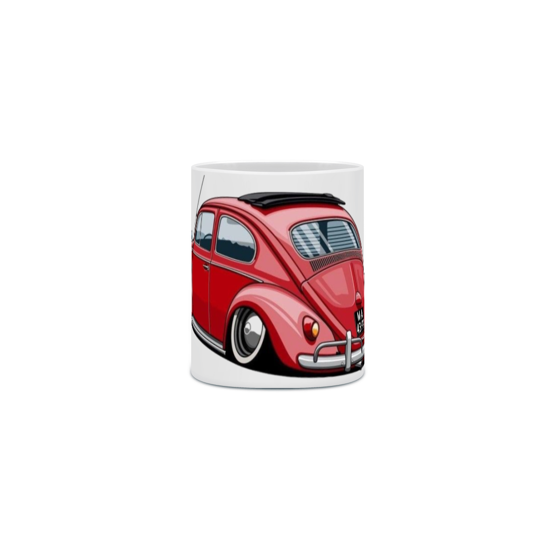 Nome do produto: Caneca Porcelana Fusca Vermelho Scuderia