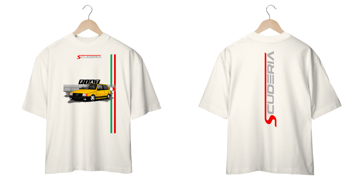 Nome do produto: Camiseta Oversized Coleção Anos 80 Fiat Uno 1.5R Scuderia