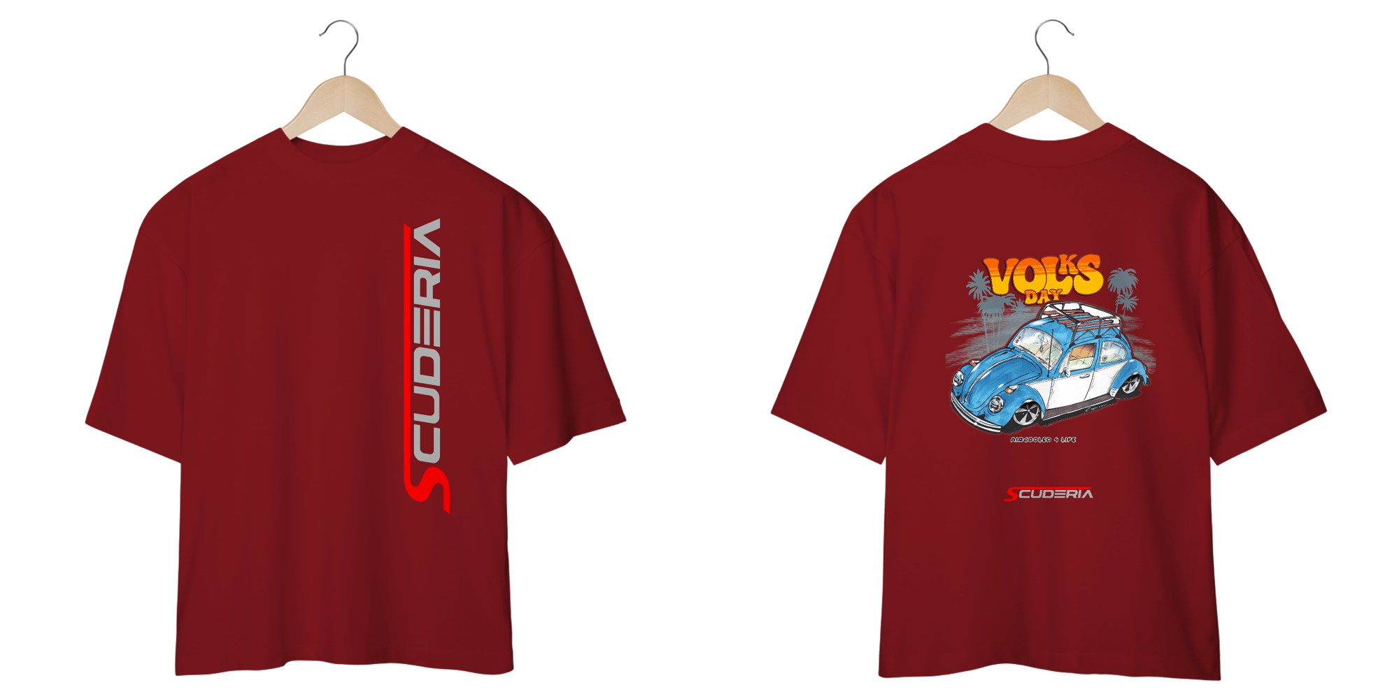 Camiseta Oversized Coleção Volks Day Fusca Azul Scuderia