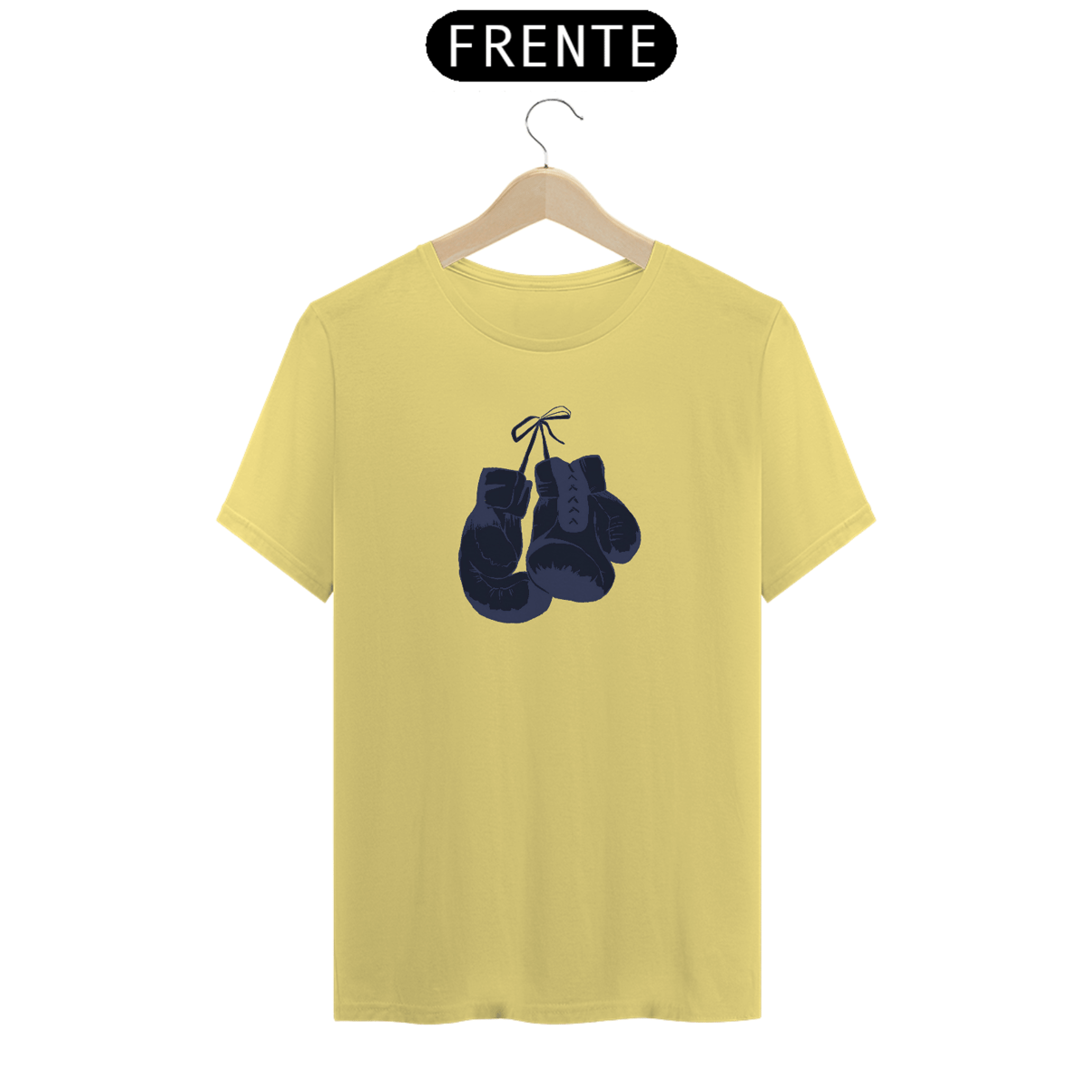 Nome do produto: Camiseta da Abby: luvas de box azul marinho camiseta reta amarela estonada