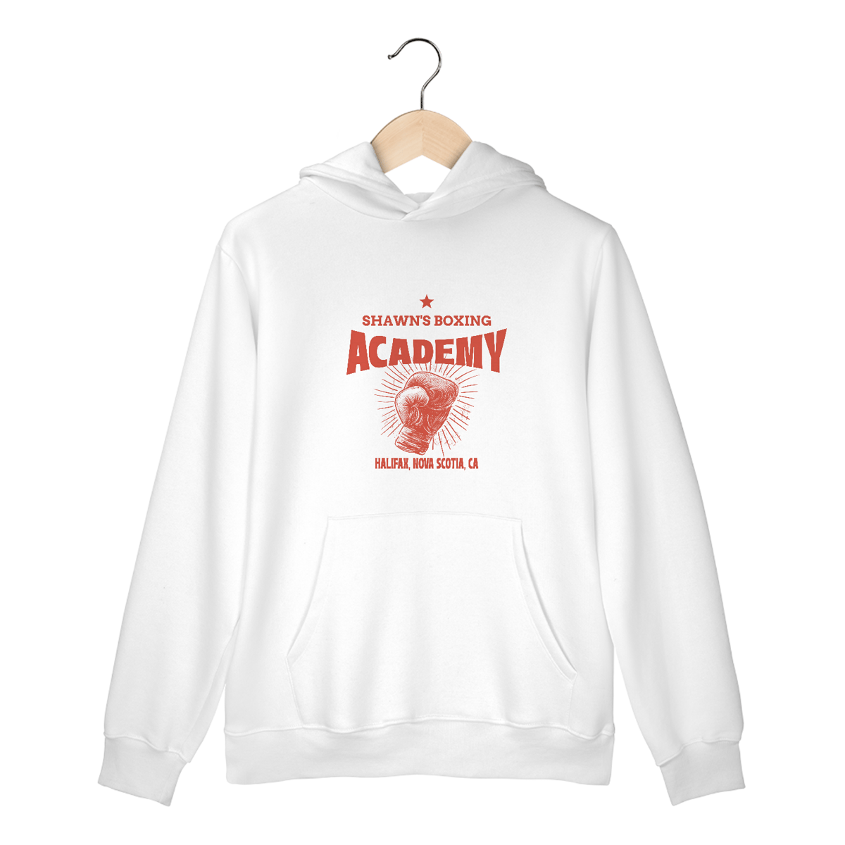 Nome do produto: Shawn’s Boxing Academy moletom canguru branca / cinza mescla