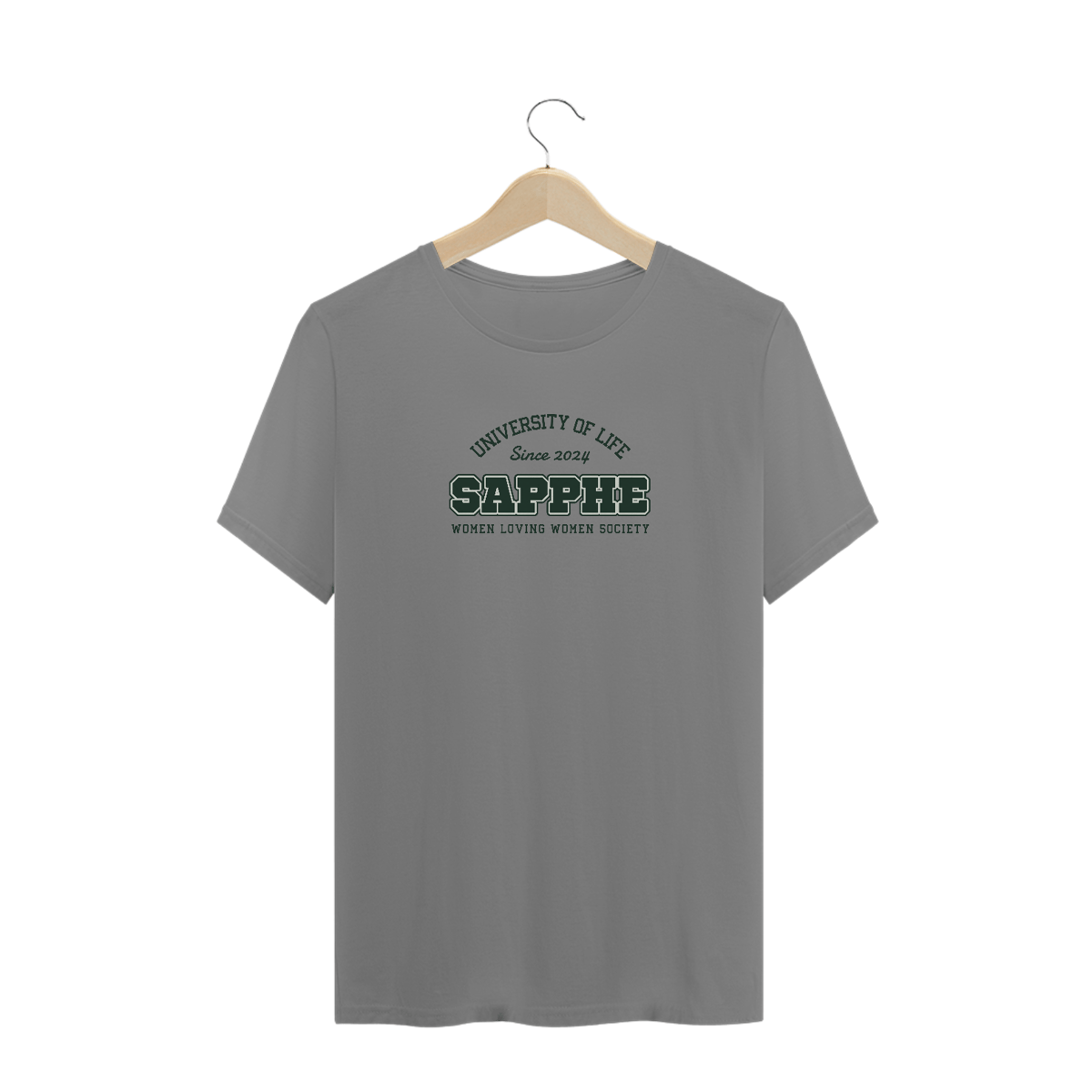 Nome do produto: Sapphe University I camiseta reta G1 ao G4 cinza mescla