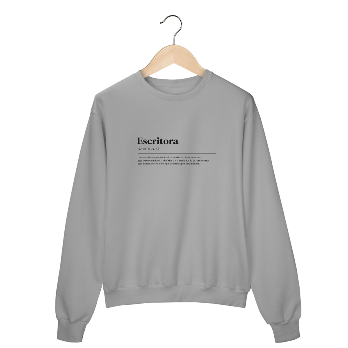 Nome do produto: Dicionário Escritora Sáfica moletom blusão branco / cinza mescla
