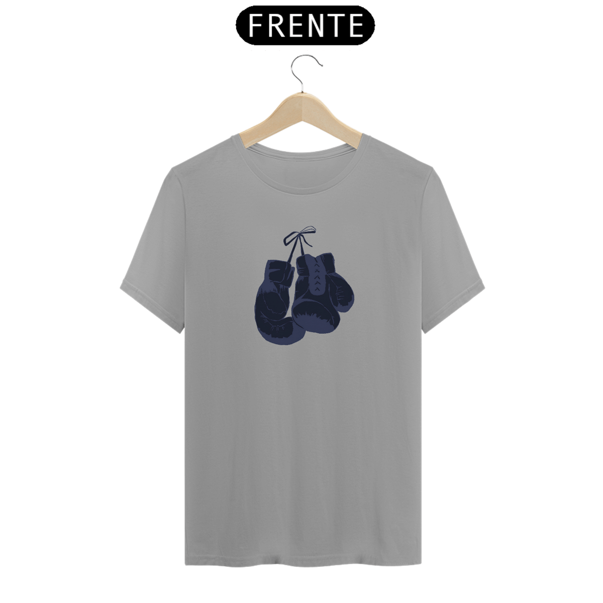 Nome do produto: Camiseta da Abby: luvas de box azul marinho camiseta reta cinza