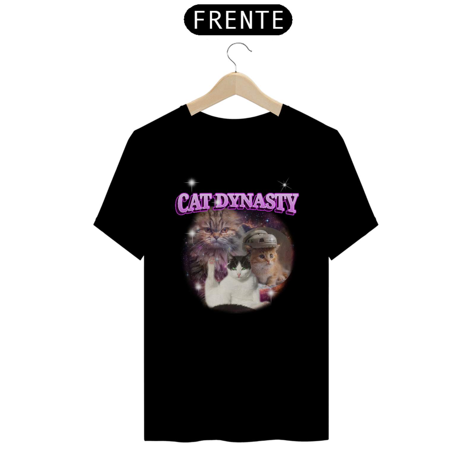 Cat dynasty camiseta reta preta